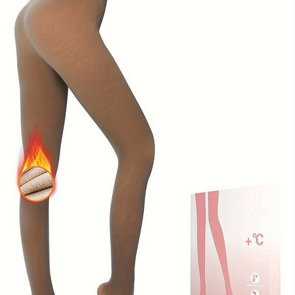 1pc Fleece Lined Leggings, Women's Winter Warm Pantyhose, Soft Stretch, Comfortable, Fashionable Slimming, High Waist Design, Can Be Perfectly Matched With Short Skirts, Boots, High Heels, Etc.