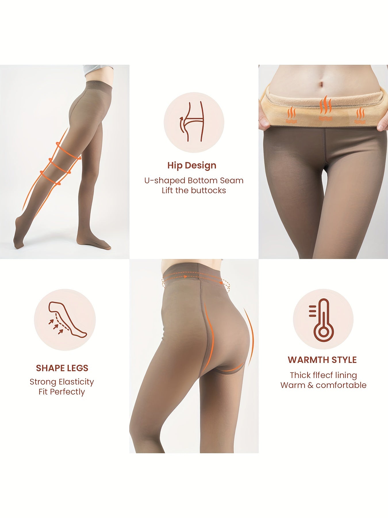 1pc Fleece Lined Leggings, Women's Winter Warm Pantyhose, Soft Stretch, Comfortable, Fashionable Slimming, High Waist Design, Can Be Perfectly Matched With Short Skirts, Boots, High Heels, Etc.