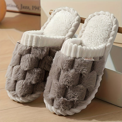 Cozy Plaid Fleece Slippers for Women - Soft, Warm, Non-Slip Indoor Shoes with Thick EVA Sole, Perfect for Winter Home Comfort, Casual Slippers | Plaid Pattern Slippers | Soft Fabric Upper