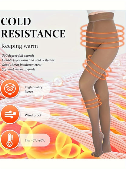 1pc Fleece Lined Leggings, Women's Winter Warm Pantyhose, Soft Stretch, Comfortable, Fashionable Slimming, High Waist Design, Can Be Perfectly Matched With Short Skirts, Boots, High Heels, Etc.