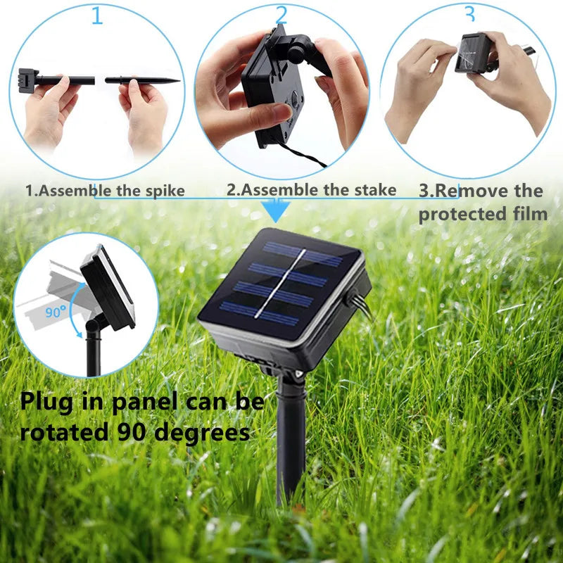 Solar Star String Lights Outdoor Waterproof LED Solar Powered Fairy Lights For Christmas Patio Garden Yard Porch Wedding Decor