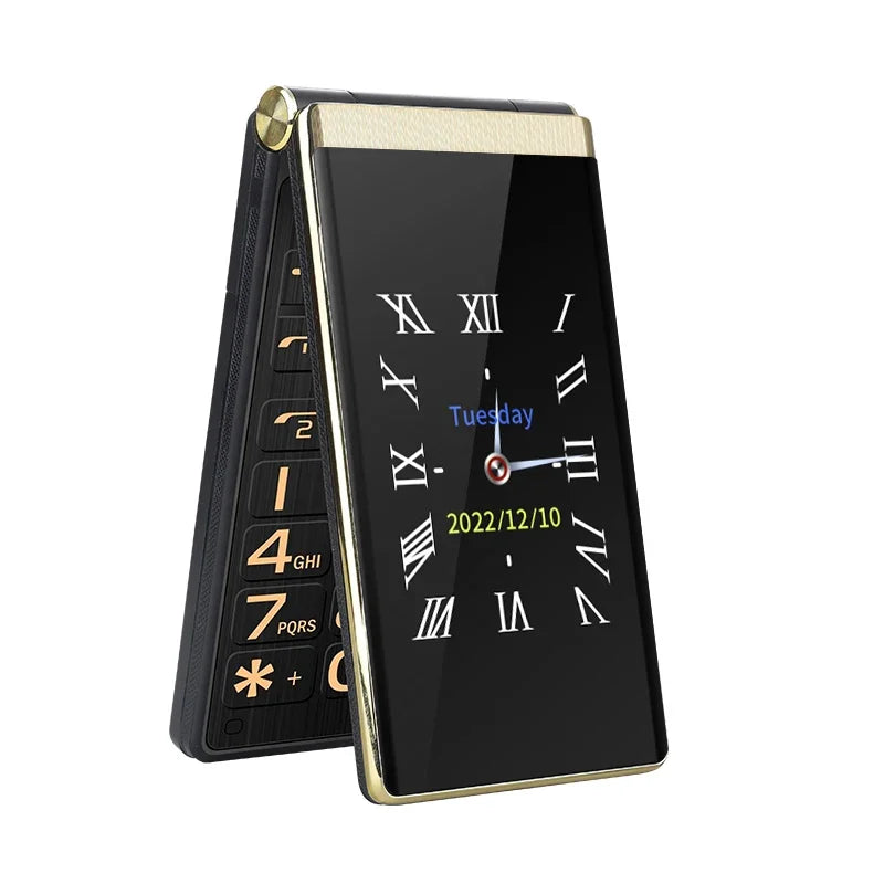 YEEMI M1 GSM 2G Flip Mobile Phone for the Elderly Dual Sim Real 1800mAh Double Screen Supports Russian Key Cheap Cellphone