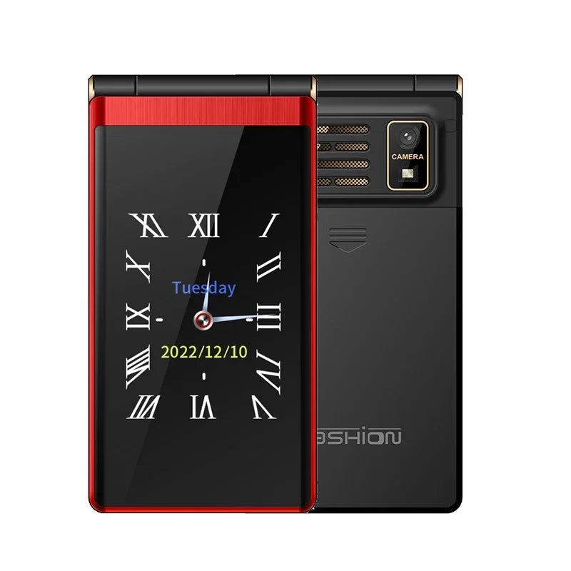 YEEMI M1 GSM 2G Flip Mobile Phone for the Elderly Dual Sim Real 1800mAh Double Screen Supports Russian Key Cheap Cellphone