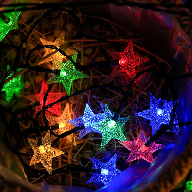 Solar Star String Lights Outdoor Waterproof LED Solar Powered Fairy Lights For Christmas Patio Garden Yard Porch Wedding Decor