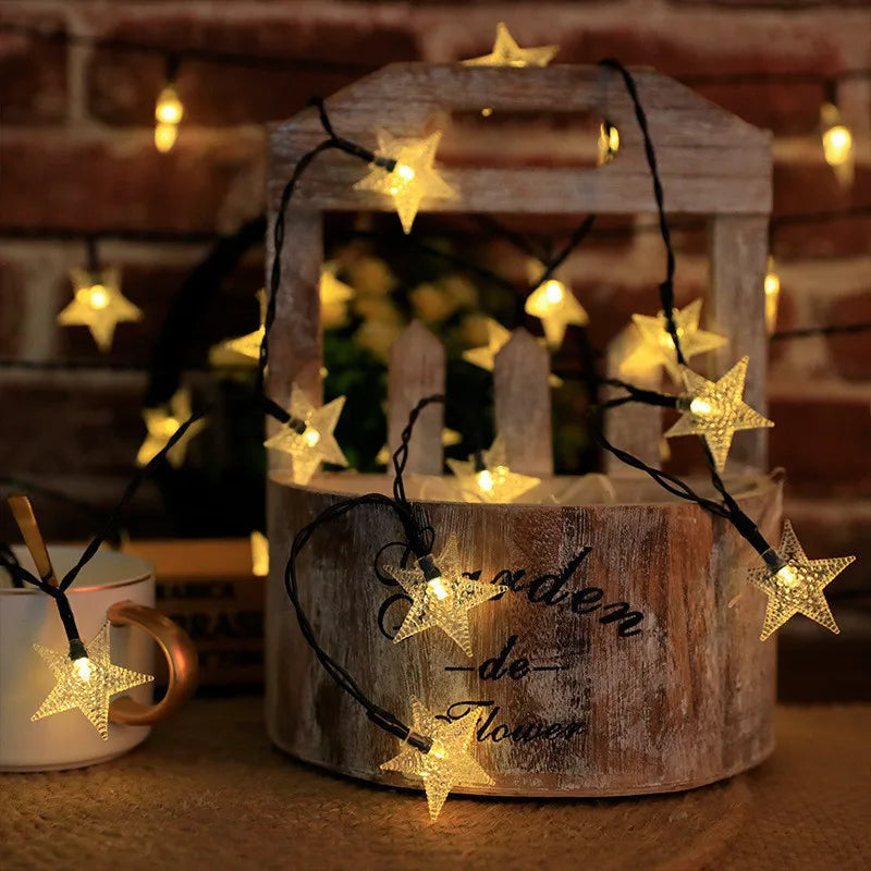 Solar Star String Lights Outdoor Waterproof LED Solar Powered Fairy Lights For Christmas Patio Garden Yard Porch Wedding Decor