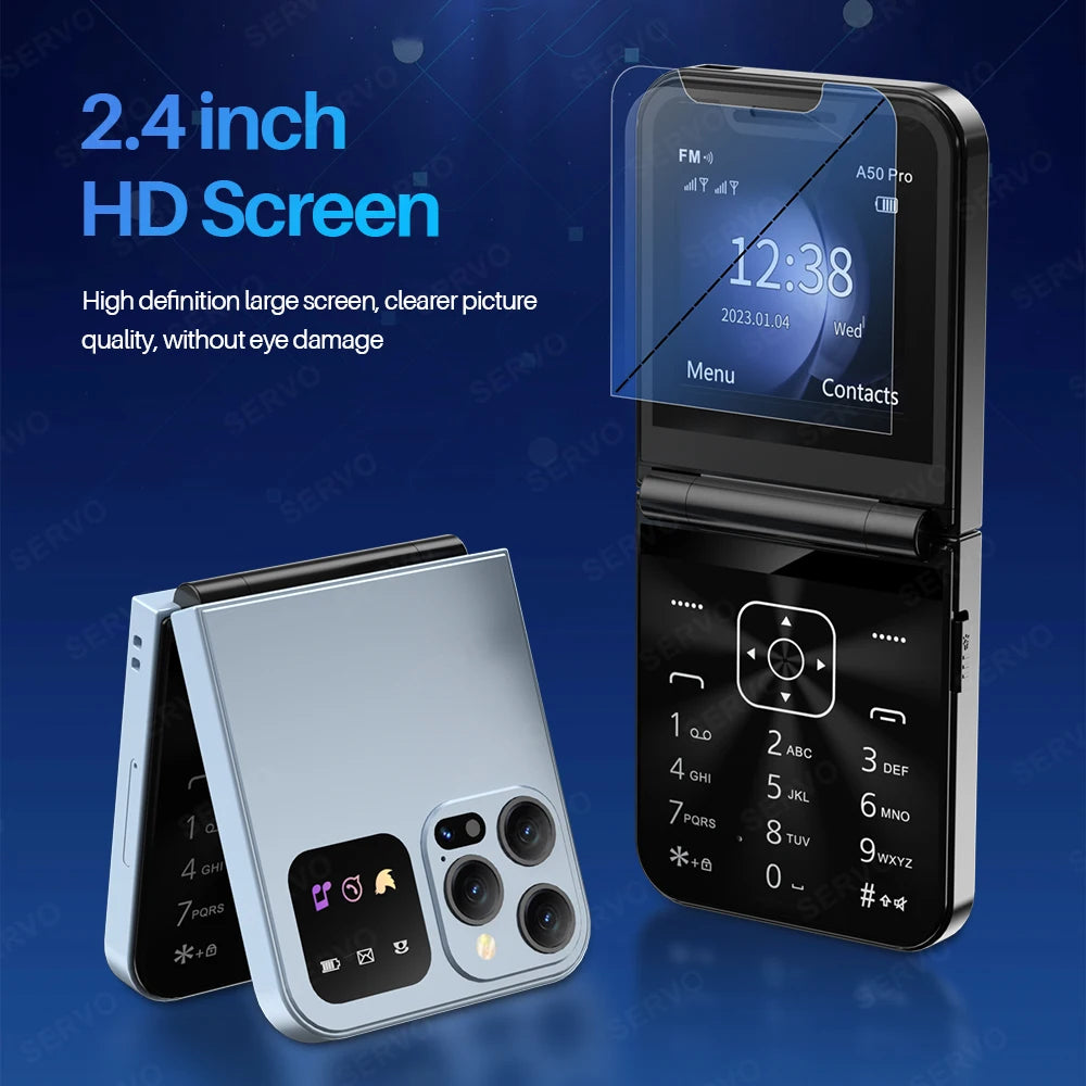 SERVO A50 PRO: The Ultimate Fusion of Style & Simplicity Dual SIM Unlocked Foldable Cellphones