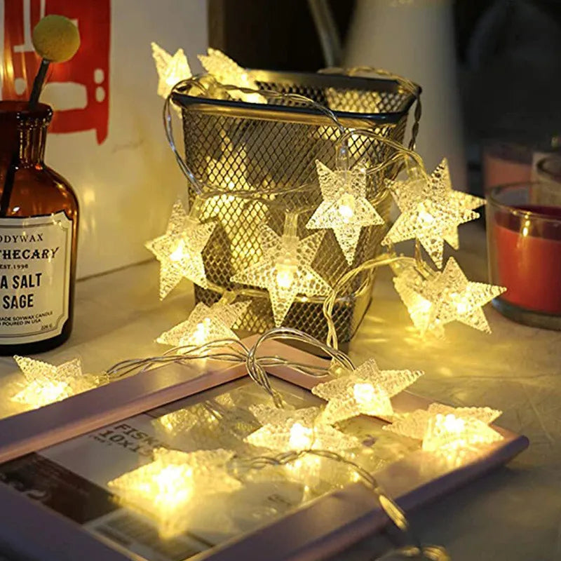 Solar Star String Lights Outdoor Waterproof LED Solar Powered Fairy Lights For Christmas Patio Garden Yard Porch Wedding Decor