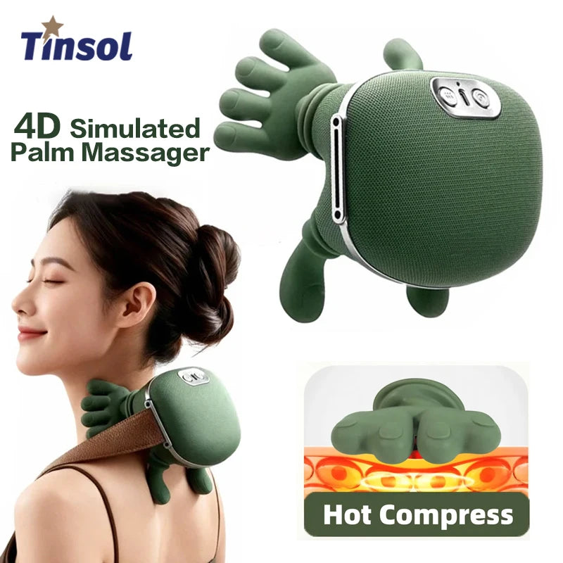 TINSOL Electric Acupressure Neck Massager Electric Deep Tissue Massage 4D Simulated Palm Design Relieves Pain, Relaxes Muscles