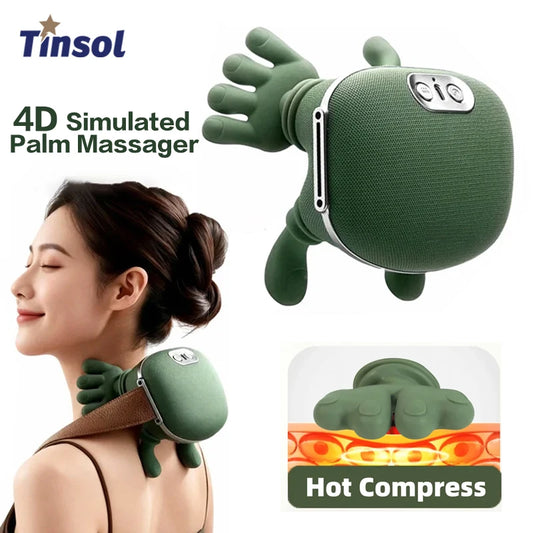 TINSOL Electric Acupressure Neck Massager Electric Deep Tissue Massage 4D Simulated Palm Design Relieves Pain, Relaxes Muscles