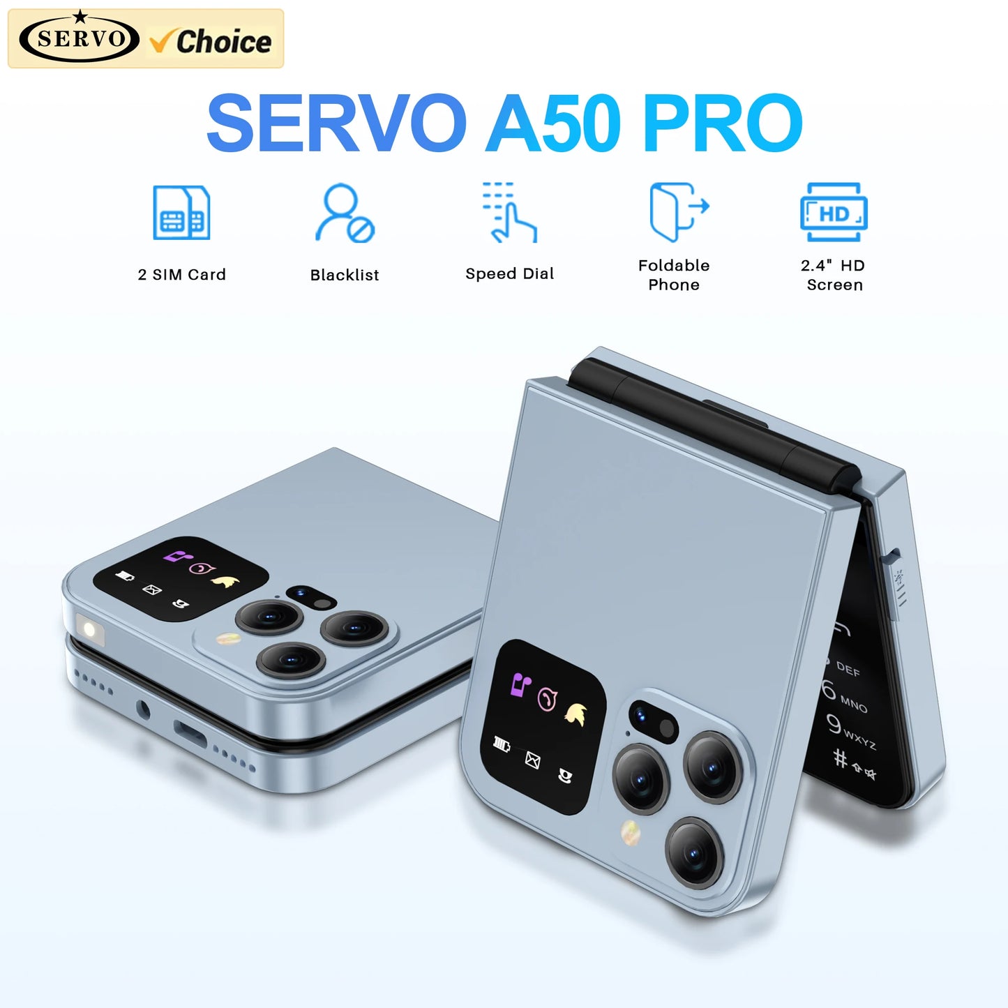 SERVO A50 PRO: The Ultimate Fusion of Style & Simplicity Dual SIM Unlocked Foldable Cellphones
