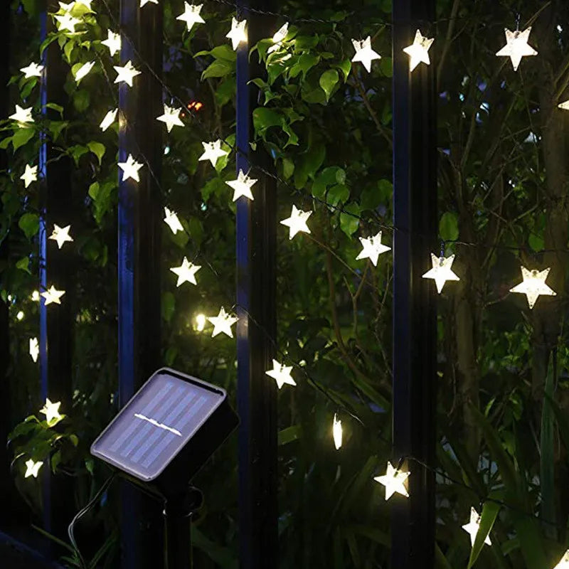 Solar Star String Lights Outdoor Waterproof LED Solar Powered Fairy Lights For Christmas Patio Garden Yard Porch Wedding Decor