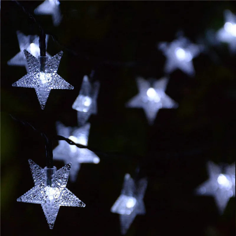 Solar Star String Lights Outdoor Waterproof LED Solar Powered Fairy Lights For Christmas Patio Garden Yard Porch Wedding Decor