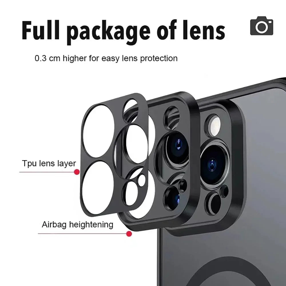 Luxury Armor Matte For Magsafe Magnetic Wireless Charging Case For iPhone 17 16 15 14 13 12 11Pro Max Mini Plus Shockproof Cover