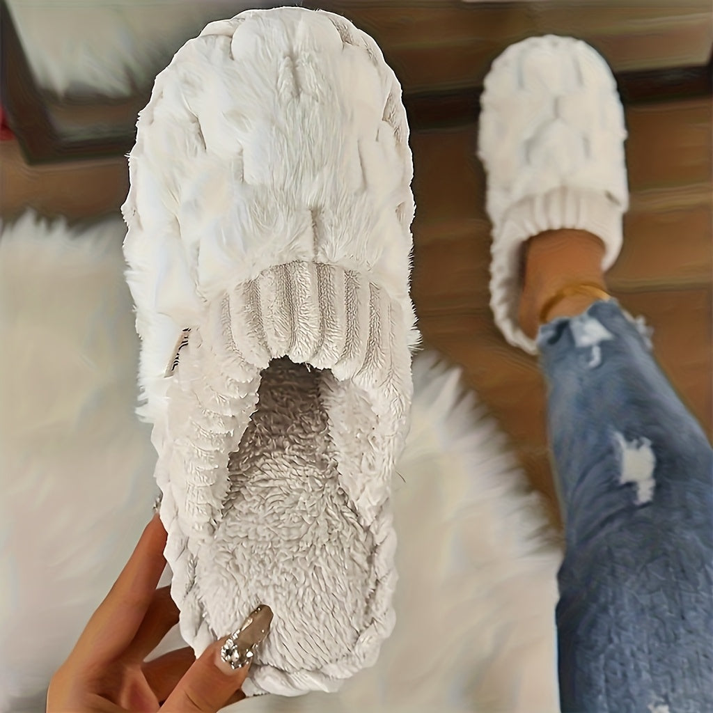 Cozy Plaid Fleece Slippers for Women - Soft, Warm, Non-Slip Indoor Shoes with Thick EVA Sole, Perfect for Winter Home Comfort, Casual Slippers | Plaid Pattern Slippers | Soft Fabric Upper